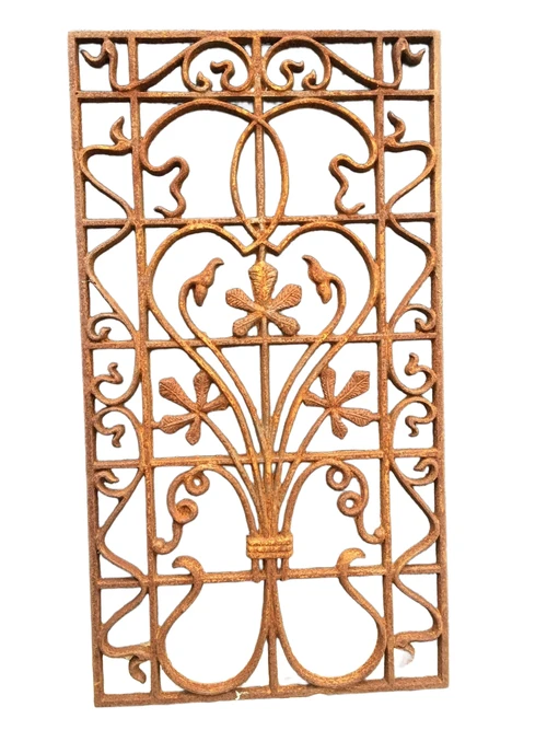 Cast iron door-window grille, wall ornament, beautiful wrought iron piece!