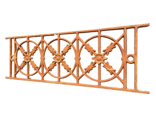 Cast iron window grill, raamrooster, massief smeedijzer, rust-bruin.
