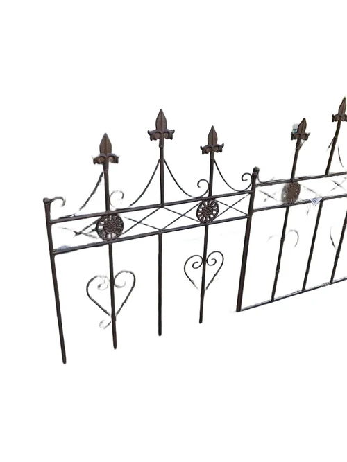 French Lily Fence - Wrought Iron - Dark Brown - Decorative Fence