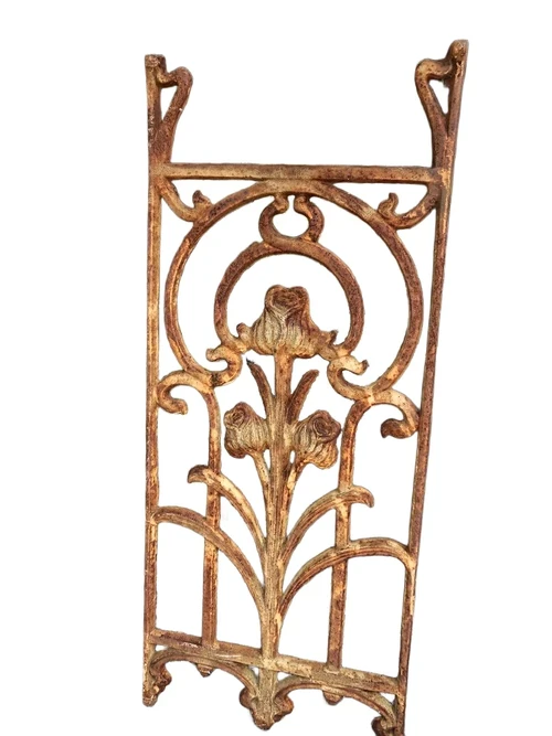Metal decorative rack, cast iron rust, rt nouveau, rose rack as country decoration, wall rack tulip.
