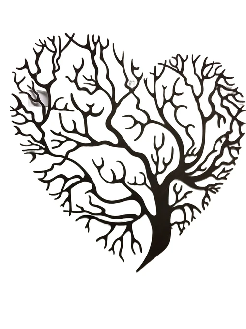 Beautiful tree of life in heart shape, wall ornament, metal brown.