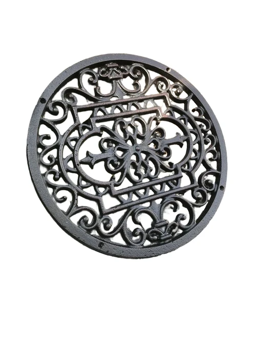 Gitter rund - Mandala, Gusseisen antikbraun, Luftgitter