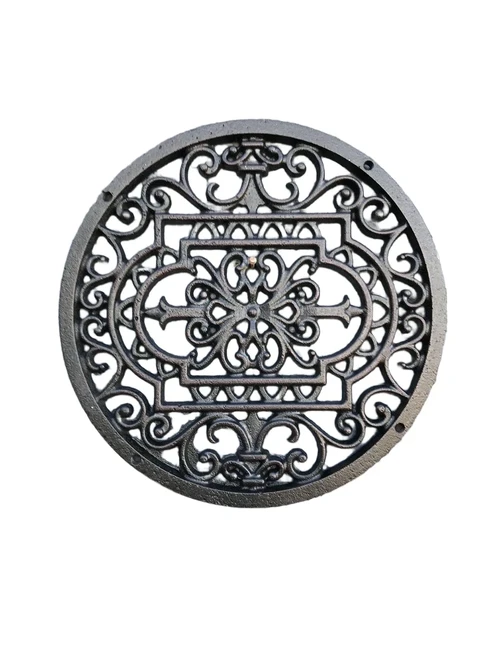 Gitter rund - Mandala, Gusseisen antikbraun, Luftgitter