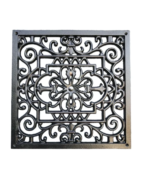 Gitterrost quadratisch, Luftgitter, Gusseisen schwarz