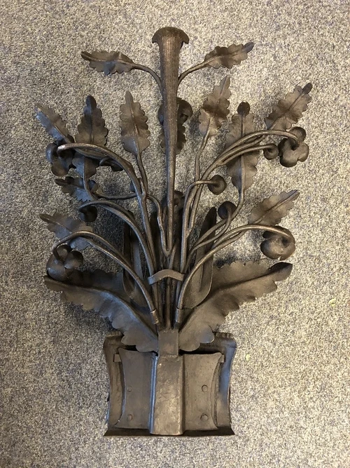 Wrought iron wall ornament, rose motif, very beautiful and unique piece!