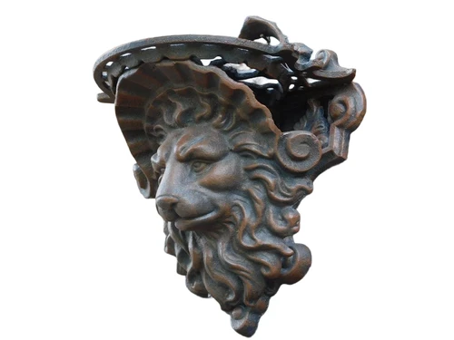 Wall console Lion's head - Brown - Cast iron