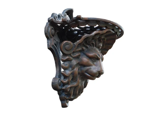 Wall console Lion's head - Brown - Cast iron