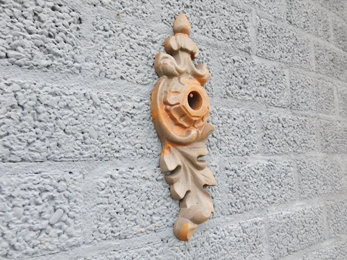 Cast Iron Wall Anchor – Art Nouveau Style – Decorative Beam Anchor with Natural Rust Patina