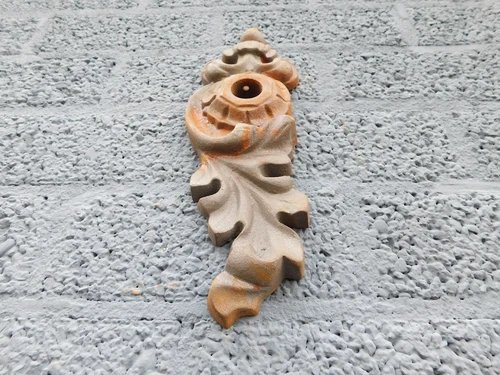 Cast Iron Wall Anchor – Art Nouveau Style – Decorative Beam Anchor with Natural Rust Patina