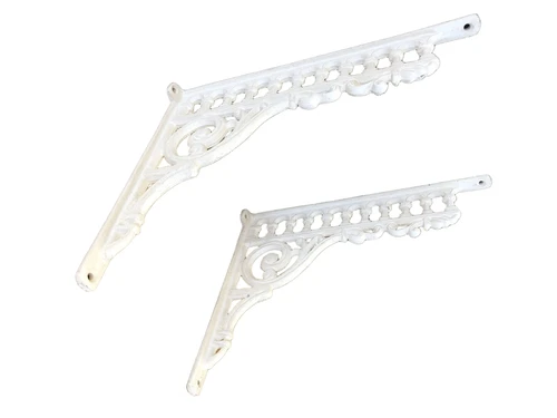 Set of antique sleek shelf supports, cast iron- old-white