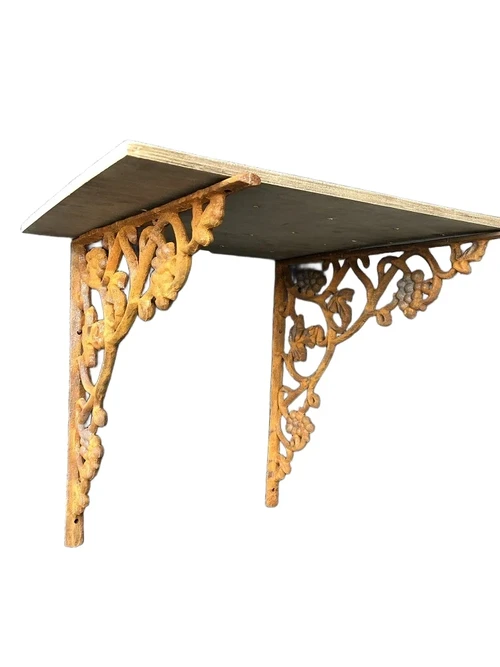 Set of corner supports grape, heavy cast iron-support for shelves, rest-brown.