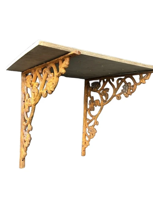 Set of corner supports grape, heavy cast iron-support for shelves, rest-brown.