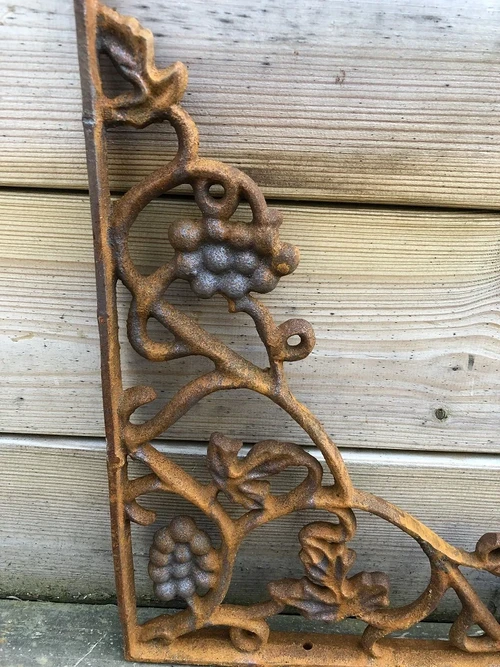 Set of corner supports grape, heavy cast iron-support for shelves, rest-brown.