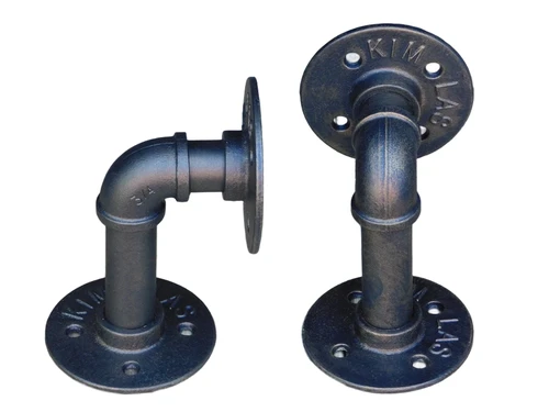 Set Industrial Shelf Carriers - Antique Brass - Iron - 2 Pieces