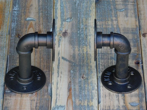 Set Industrial Shelf Carriers - Antique Brass - Iron - 2 Pieces