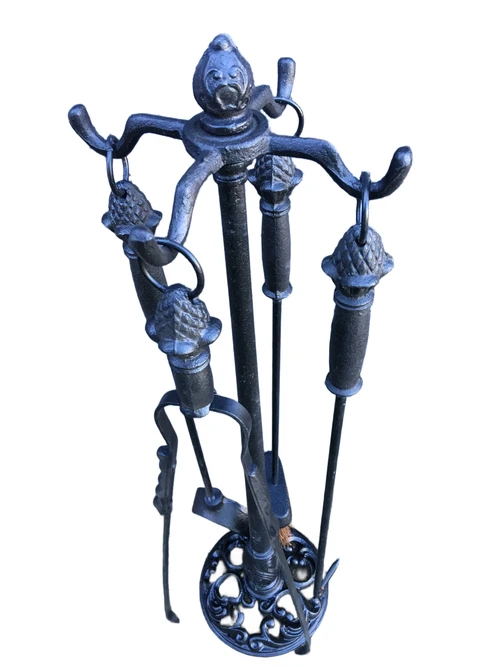 1 set of Fireplace Tools , black , cast iron