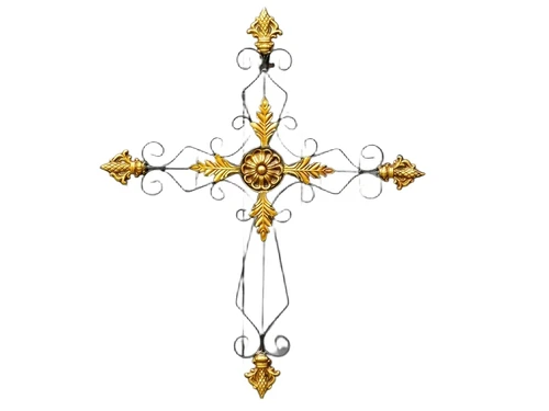Large cross - black gold - metal
