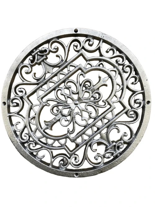 Gitter rund - Mandala, Gusseisen, antiksilber