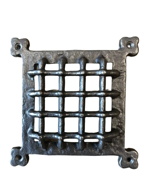 Ventilatie rooster -Kloosterraamrek, metaal zwart-grijs, raambeschermer, protectie