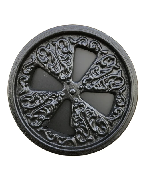 Verstelbaar luchtrooster, openhaard rooster rond, gietijzer zwart, 155