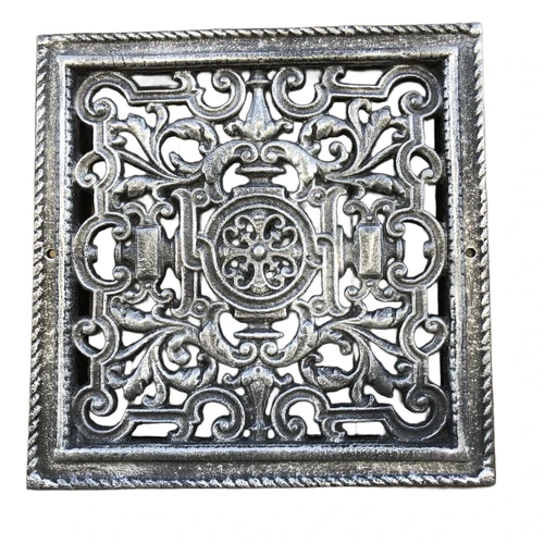 Schwerlastraster / Wandplatte, quadratisch, Gusseisen, schwarz-alu, Nr. 58