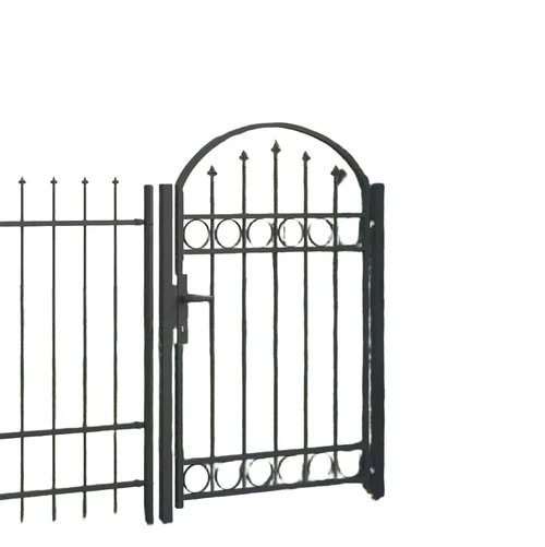 Gate with Arch - Black - Includes Lock and Handle