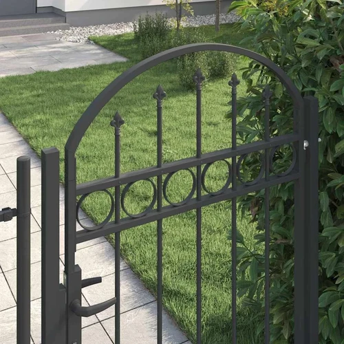 Gate with Arch - Black - Includes Lock and Handle