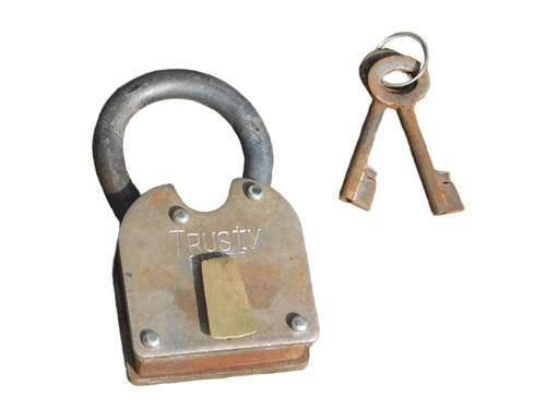 Antiek Hangslot met Sleutels - Werkend - Middeleeuwse look