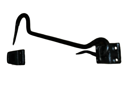Cabine haak - haak als windhaak sluiting , ijzer,zwart, 28 cm.