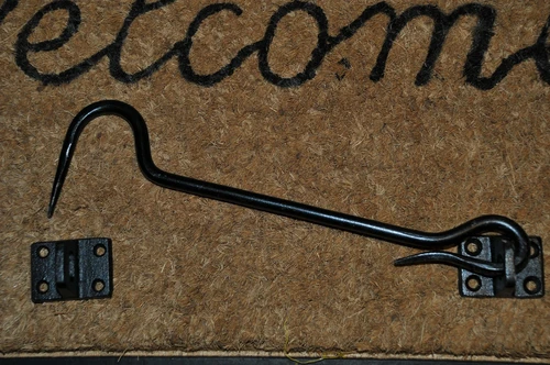Cabine haak - haak als windhaak sluiting , ijzer,zwart, 28 cm.