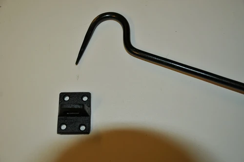 Cabine haak - haak als windhaak sluiting , ijzer,zwart, 28 cm.