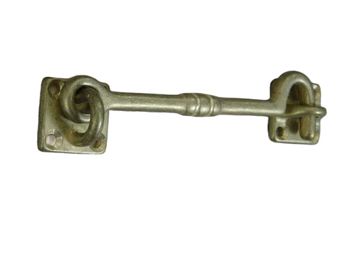 Cabine haak - haak als windhaak sluiting , messing antiek, 12 cm