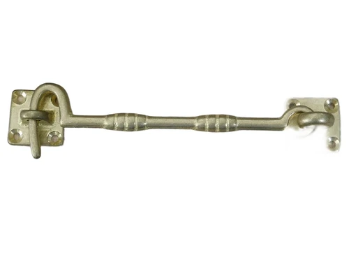 Cabine haak - haak als windhaak sluiting , messing antiek, 17 cm