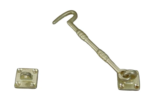 Cabine haak - haak als windhaak sluiting , messing antiek, 17 cm