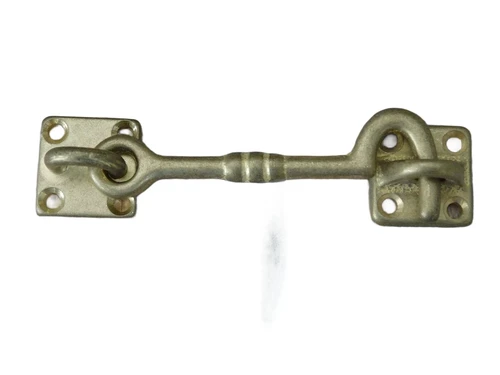 Cabine haak - haak als windhaak sluiting , messing antiek, 9 cm