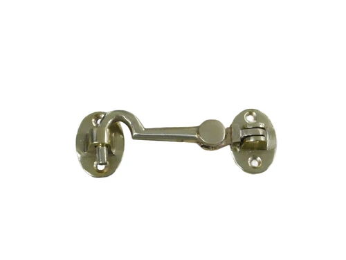 Cabine haak - haak als windhaak sluiting , messing, 10 cm.