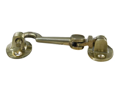 Cabine haak - haak als windhaak sluiting , messing, 10 cm.
