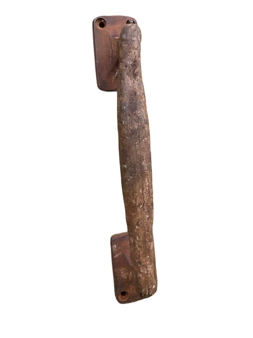 Door handle Square made of solid iron - large- rust brown- coated.