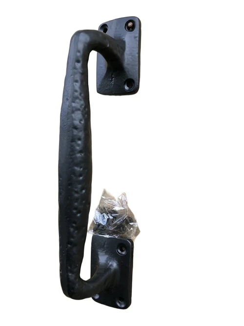 Door handle Square made of solid iron - large- black coated.