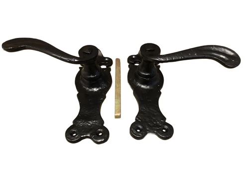 Exclusive set of door hardware - wrought iron black -16.5'' - weatherproof - top quality