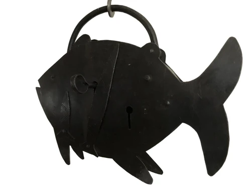 Large metal lock in the shape of a large fish, great and unique!!