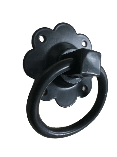 Ladegreep, Bloemvorm, Zwart, Poedercoating, Met ring, Meubelgrepen