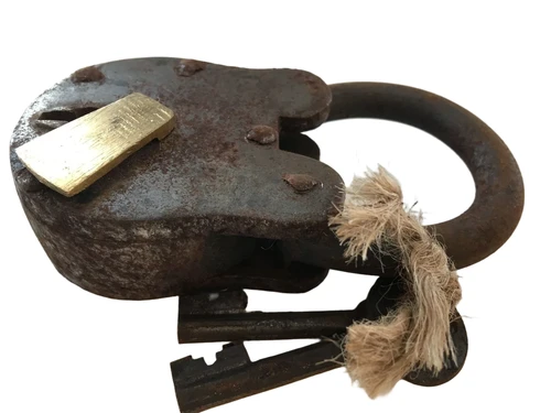 Oude kasteel hangslot - Handgemaakt hangslot, poortslot, old-rust