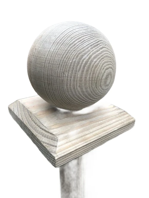 Pole cap wood protection with wooden sphere, graceful and beautiful !