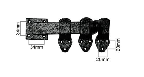 Gate bolt - antique iron, black powder coating