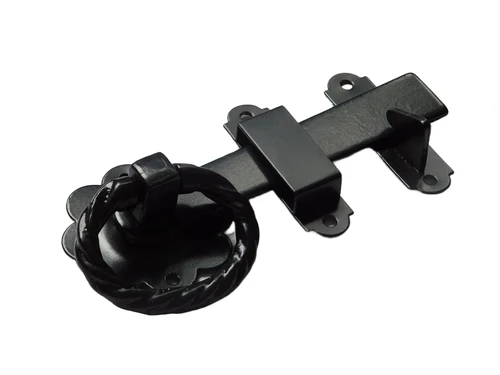 Gate lock with ring clasp oval - 150mm - black