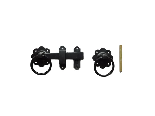 Gate lock with ring clasp round - 150mm - black