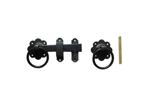 Gate lock with ring clasp round - 150mm - black