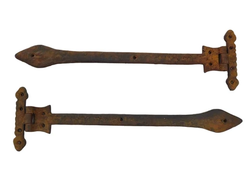 Hinge set with strap, rustic wrought iron, 2 antique hinges for e.g. chests, long forged pieces, beautiful!