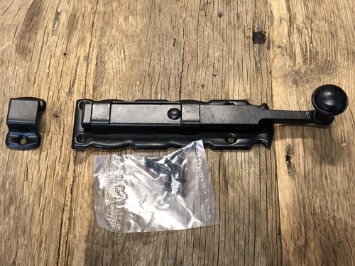 Schuifslot-grendel Coria-150, zwart staal.